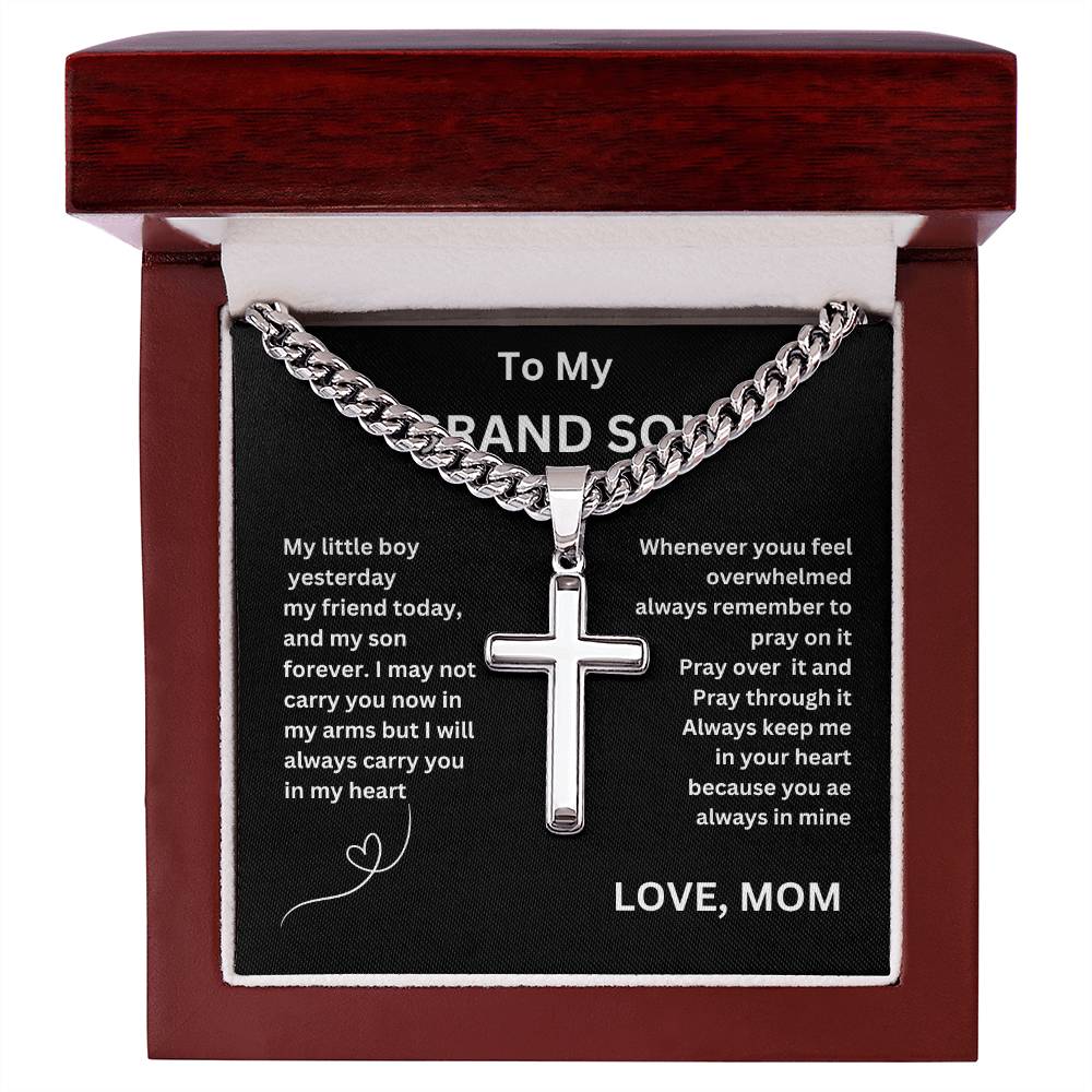 Classic Cross Pendant Necklace, Birthday Gift ,Graduation Gift, Holiday Gift For Grandson ,Easter Gift