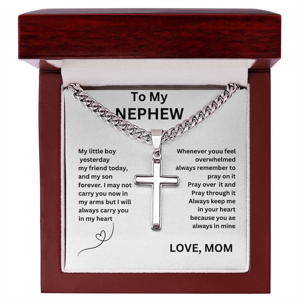 To My Dearest Nephew Cross Chain Necklace, Gift  For Graduation ,Gift For Birthday, Decorative Accessories