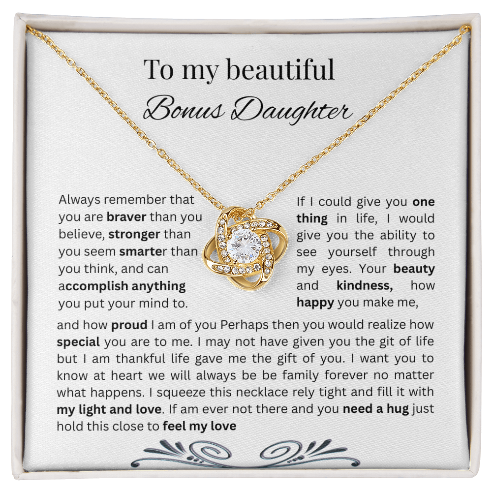 Love Knot Necklace ,To My Beautiful Bonus Daughter