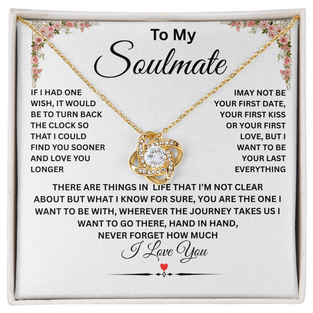 To My Soulmate, Love Knot Necklace (Yellow & White Gold Variants