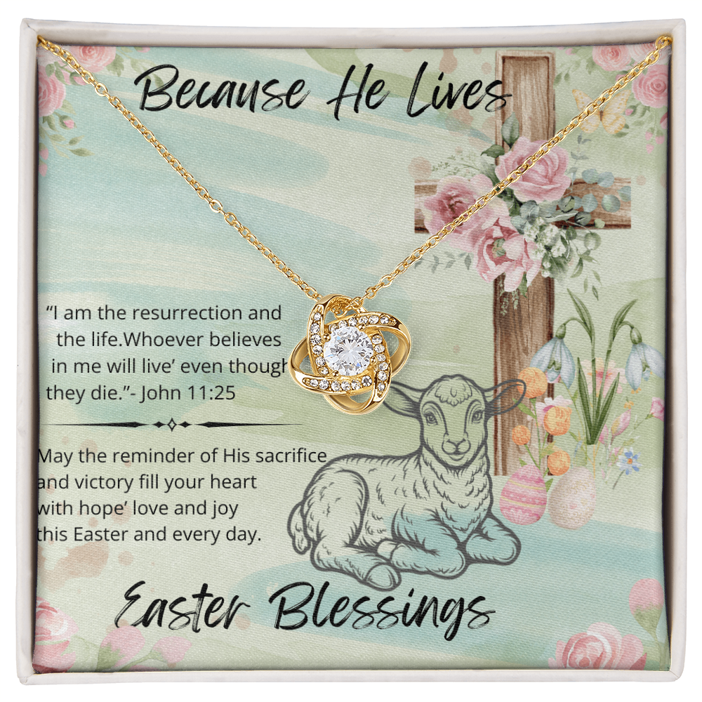 Because He Lives Necklace – Christian Easter Faith Gift for Mom Daughter Wife Friend – Inspirational Message Card Jewelry
