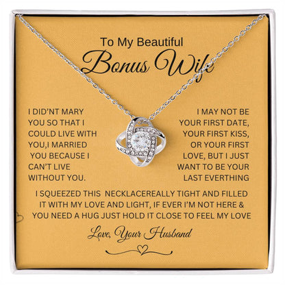 Love knot Necklace To My Beautiful Wife, Gift For Mom Mom's Birthday, wedding Gift