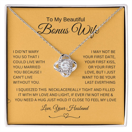 Love knot Necklace To My Beautiful Wife, Gift For Mom Mom's Birthday, wedding Gift