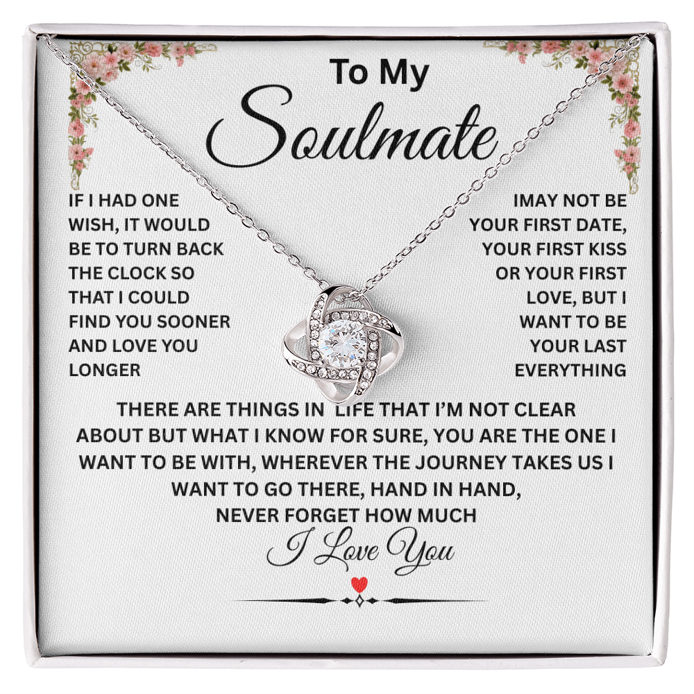 To My Soulmate, Love Knot Necklace (Yellow & White Gold Variants