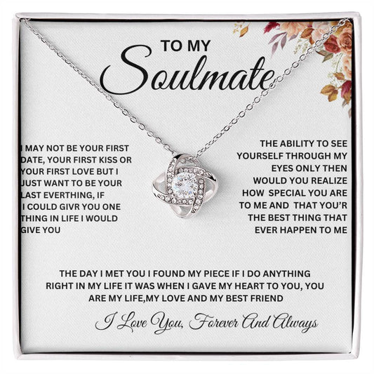 To My Soulmate Necklace, To  My Beautiful Soulmate Love Knot Necklace