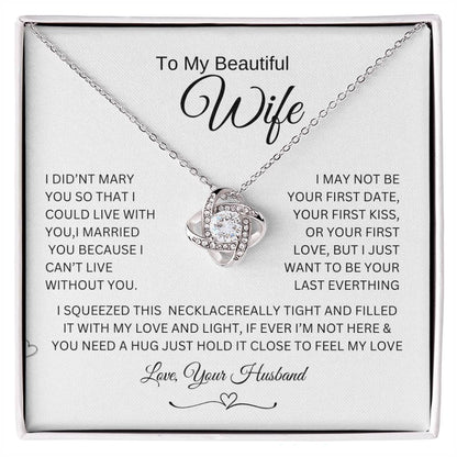 Love knot Necklace To My Beautiful Wife, Gift For Mom Mom's Birthday