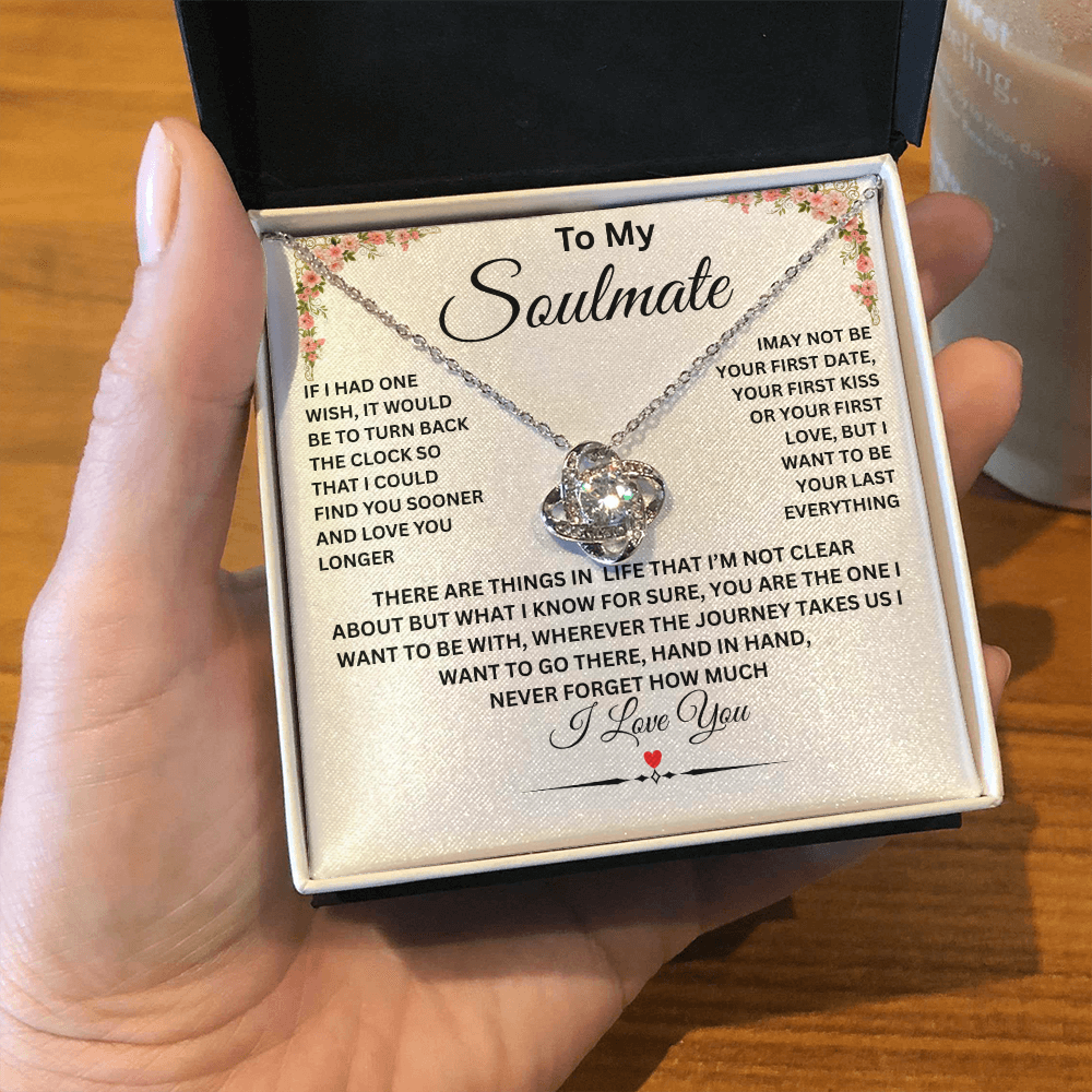 To My Soulmate, Love Knot Necklace (Yellow & White Gold Variants