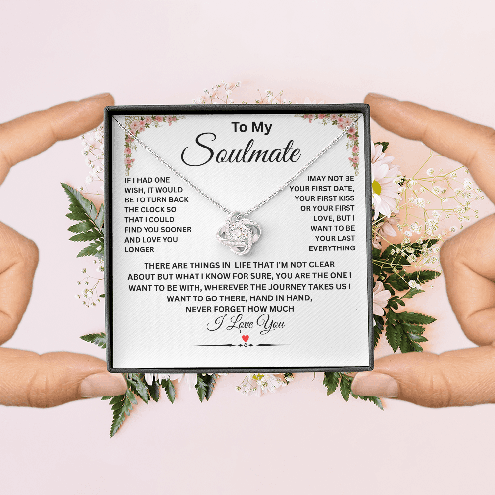 To My Soulmate, Love Knot Necklace (Yellow & White Gold Variants