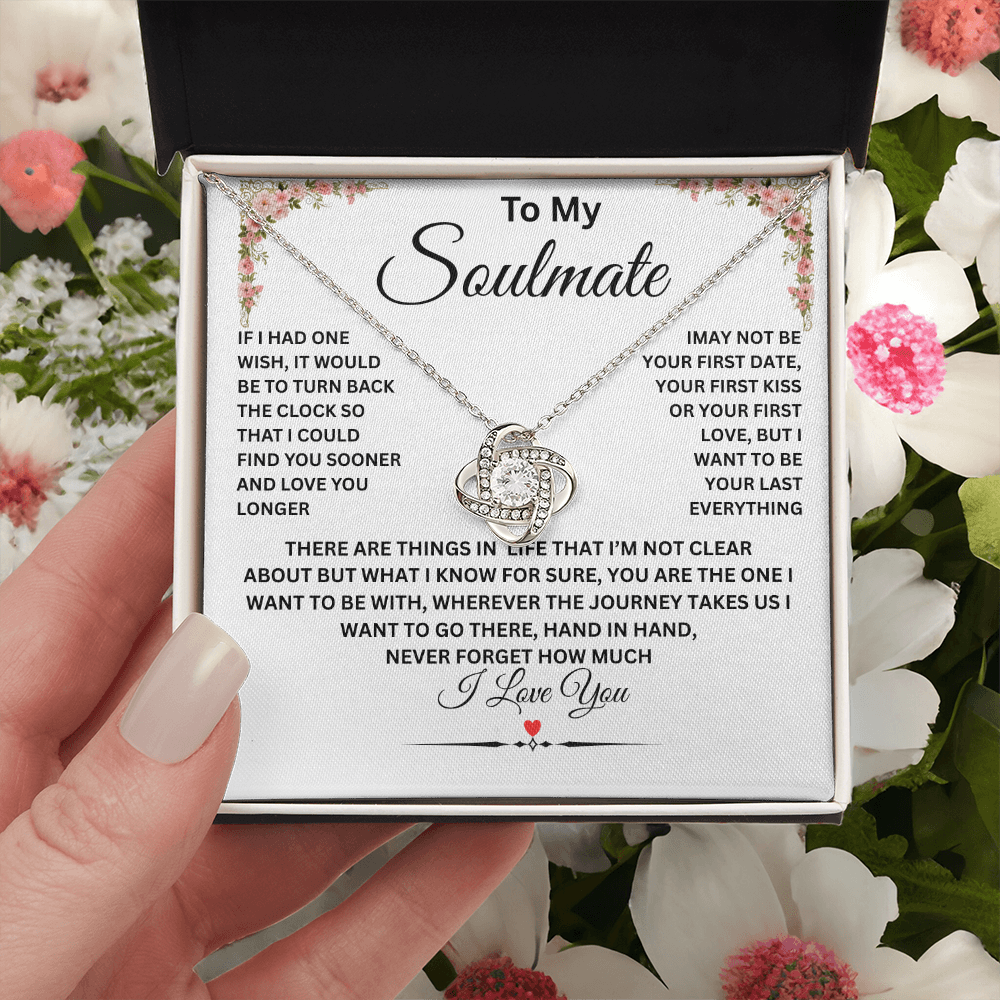 To My Soulmate, Love Knot Necklace (Yellow & White Gold Variants