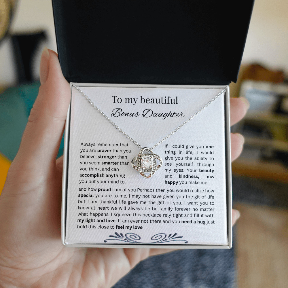 Love Knot Necklace ,To My Beautiful Bonus Daughter