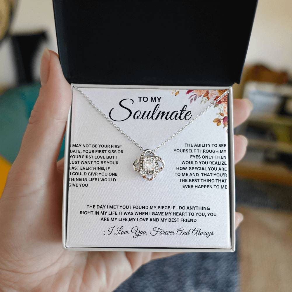 To My Soulmate Necklace, To  My Beautiful Soulmate Love Knot Necklace