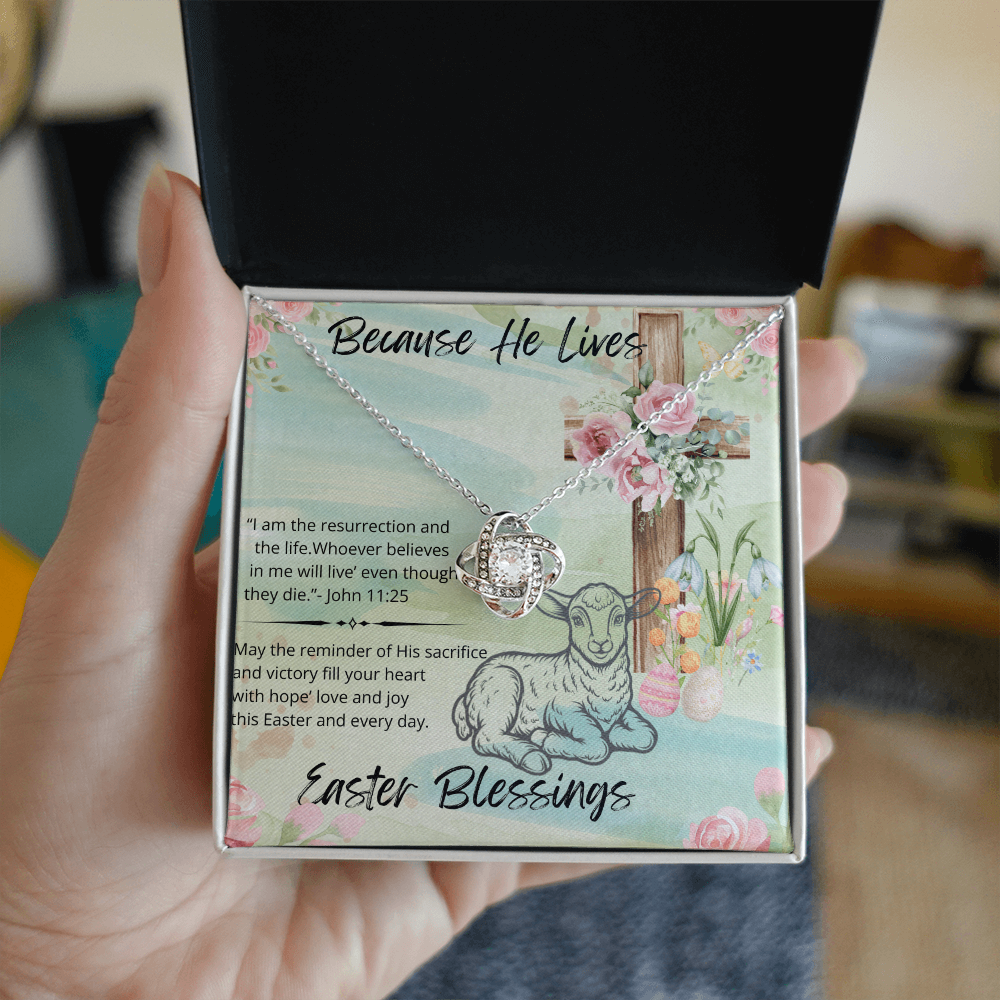 Because He Lives Necklace – Christian Easter Faith Gift for Mom Daughter Wife Friend – Inspirational Message Card Jewelry