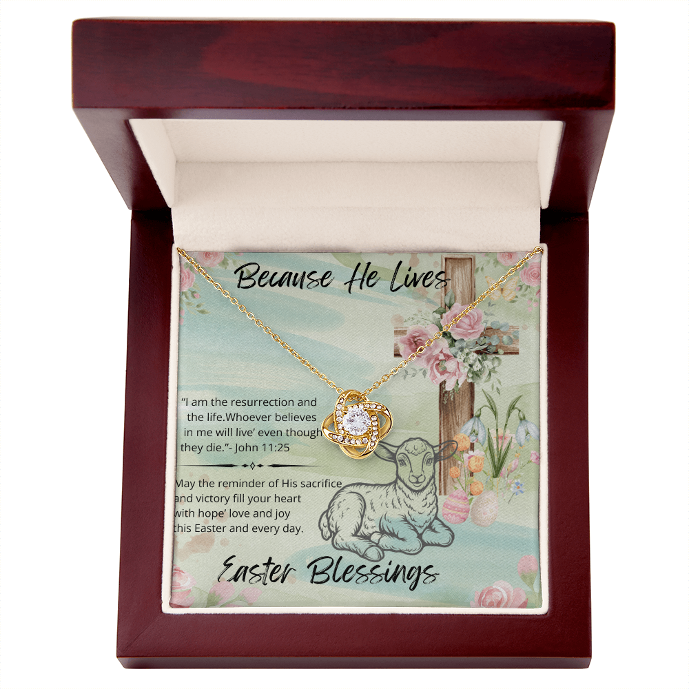 Because He Lives Necklace – Christian Easter Faith Gift for Mom Daughter Wife Friend – Inspirational Message Card Jewelry