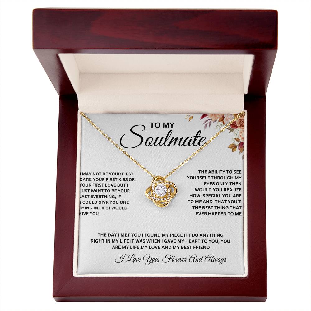 To My Soulmate Necklace, To  My Beautiful Soulmate Love Knot Necklace