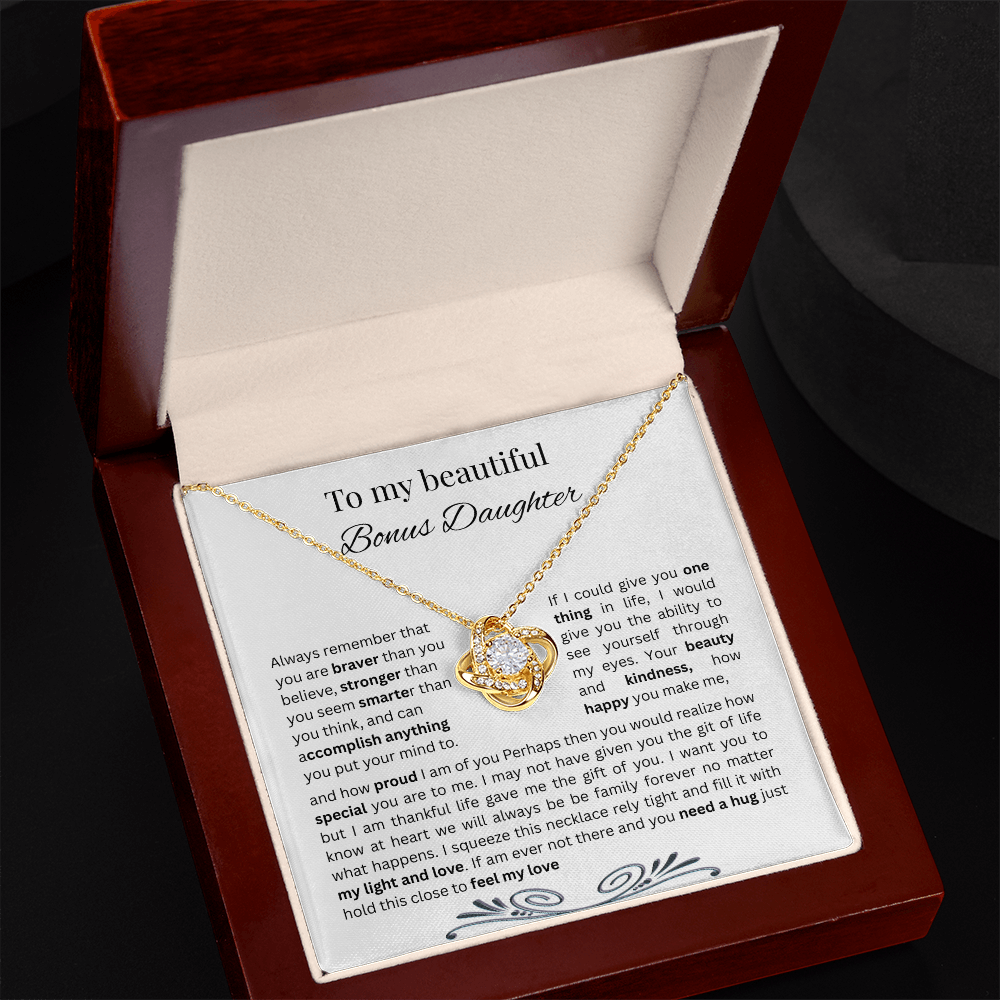Love Knot Necklace ,To My Beautiful Bonus Daughter