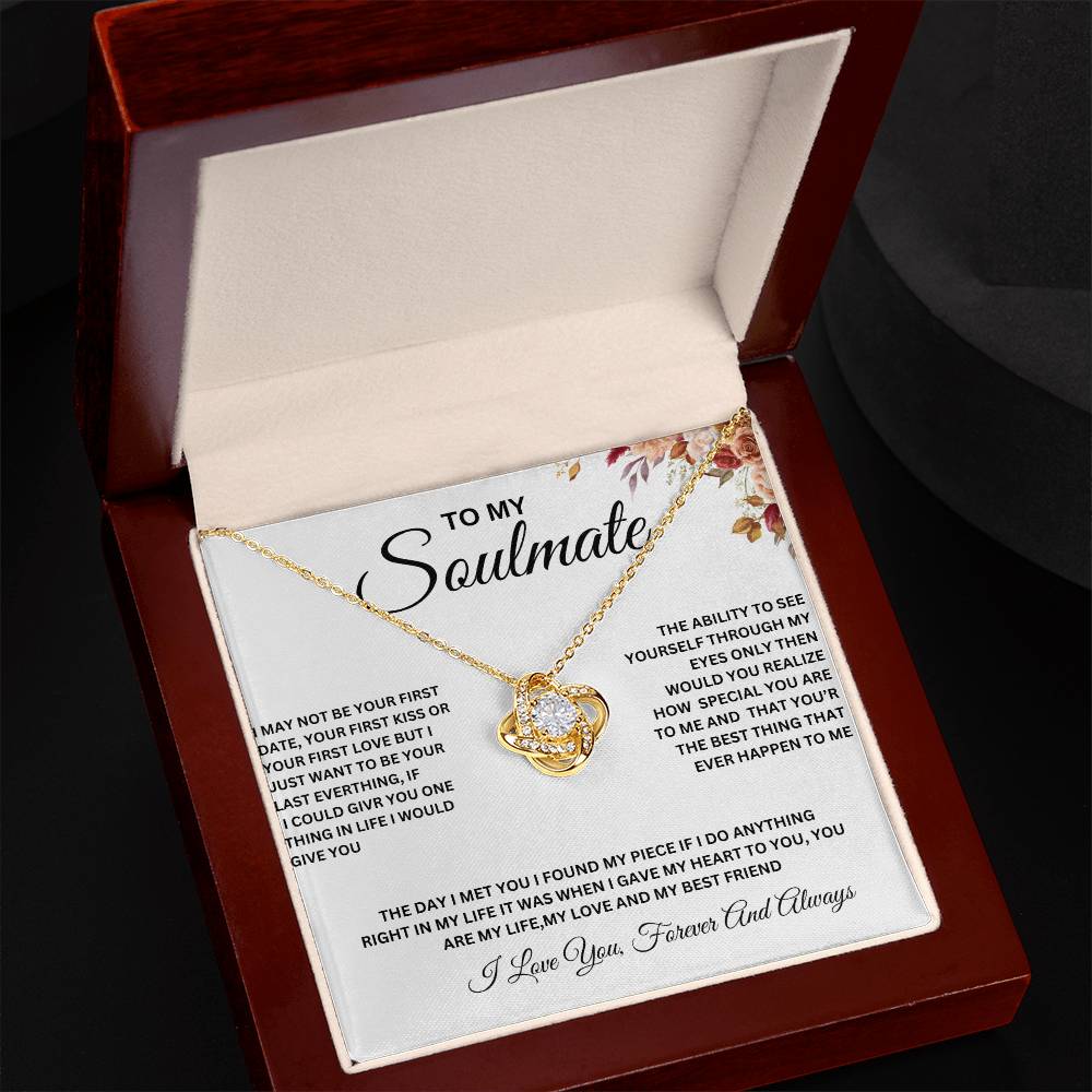 To My Soulmate Necklace, To  My Beautiful Soulmate Love Knot Necklace