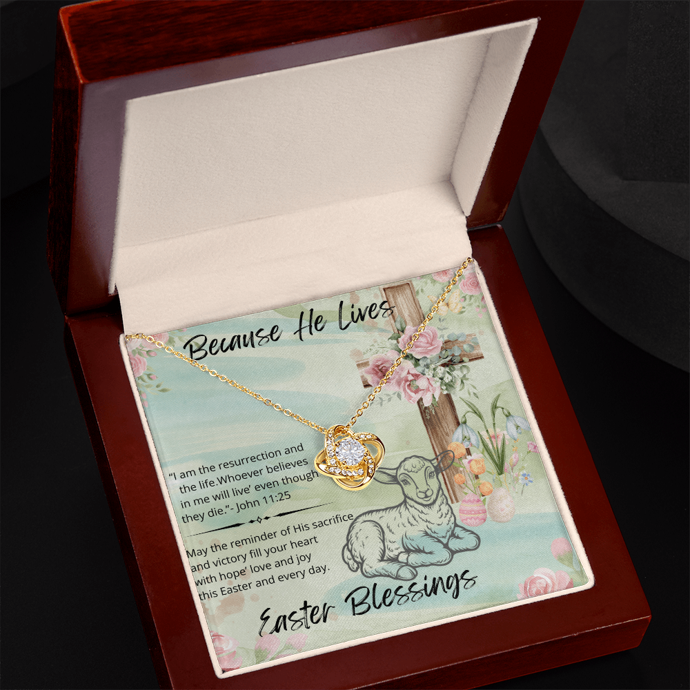 Because He Lives Necklace – Christian Easter Faith Gift for Mom Daughter Wife Friend – Inspirational Message Card Jewelry