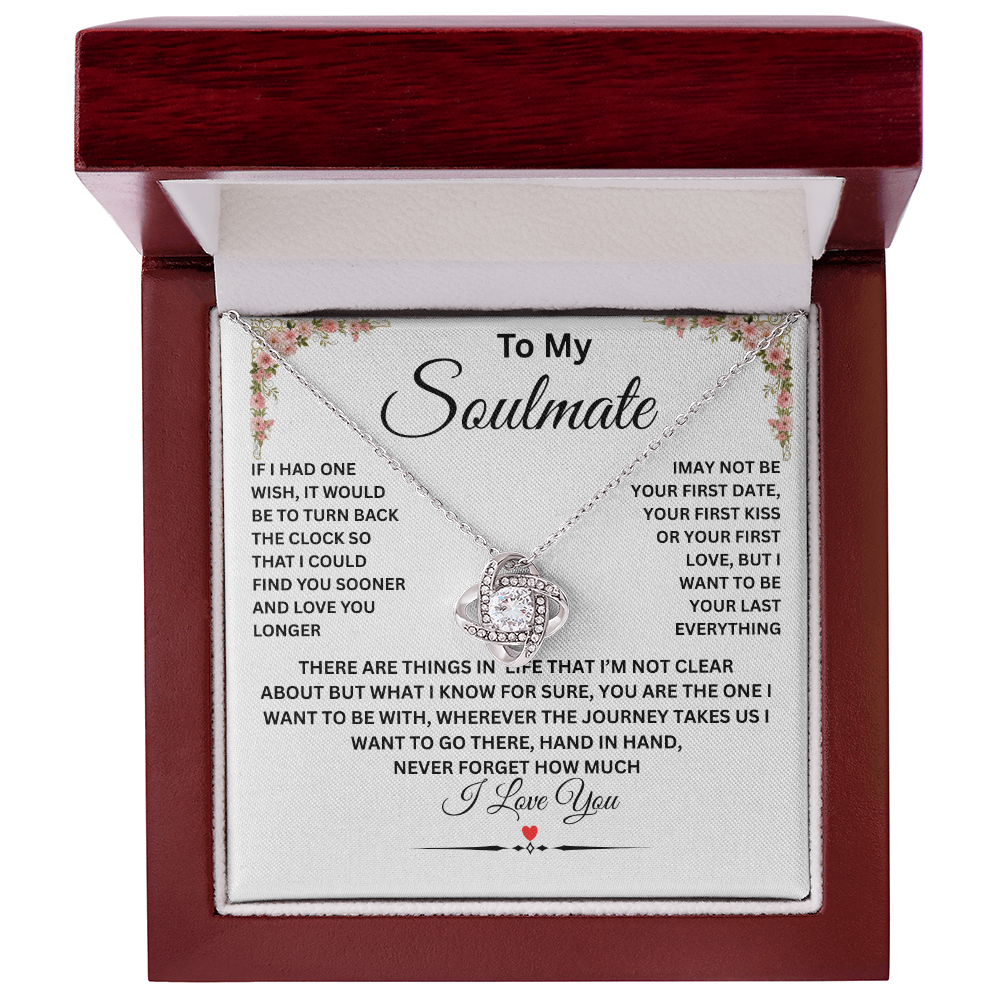 To My Soulmate, Love Knot Necklace (Yellow & White Gold Variants