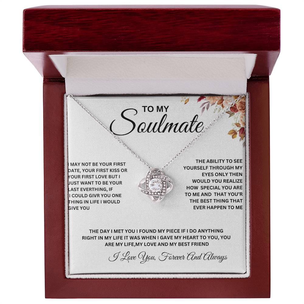 To My Soulmate Necklace, To  My Beautiful Soulmate Love Knot Necklace