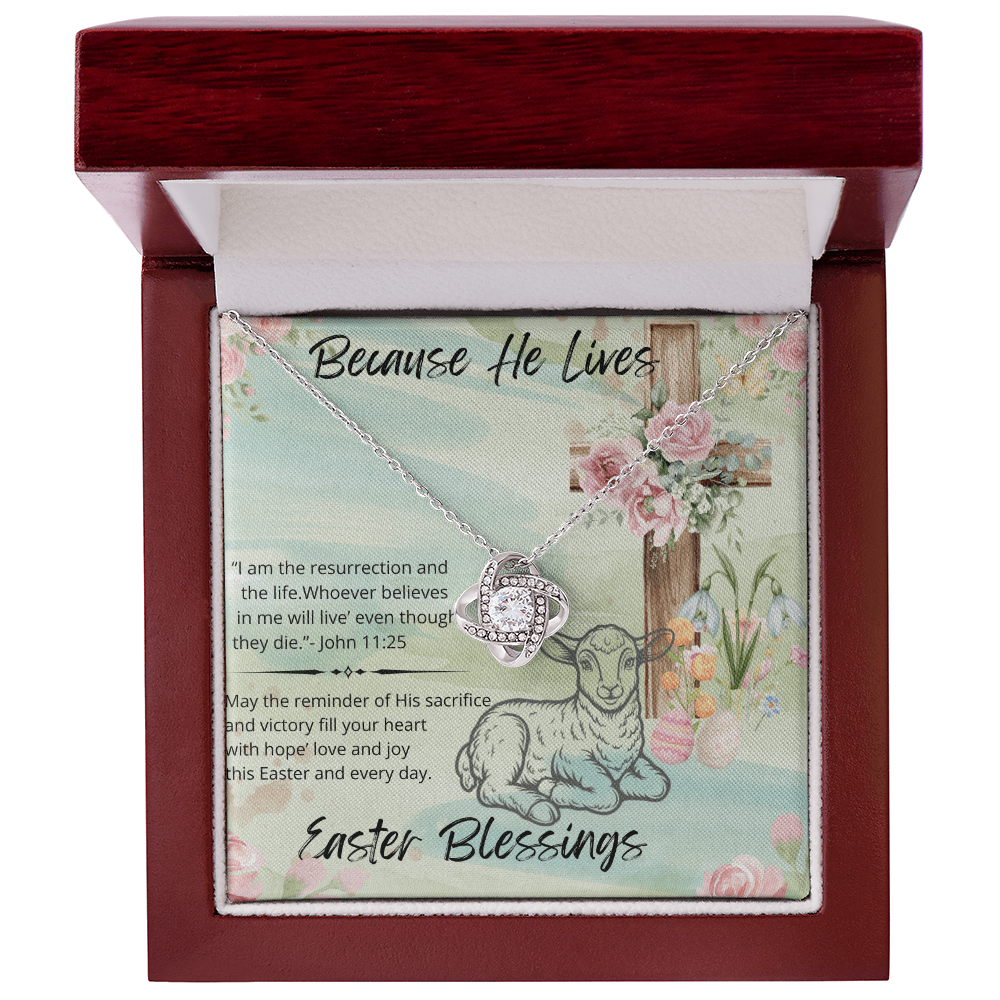 Because He Lives – Easter Blessings Necklace Gift for Daughter, Mom, or Loved One | Christian Jewelry Gift