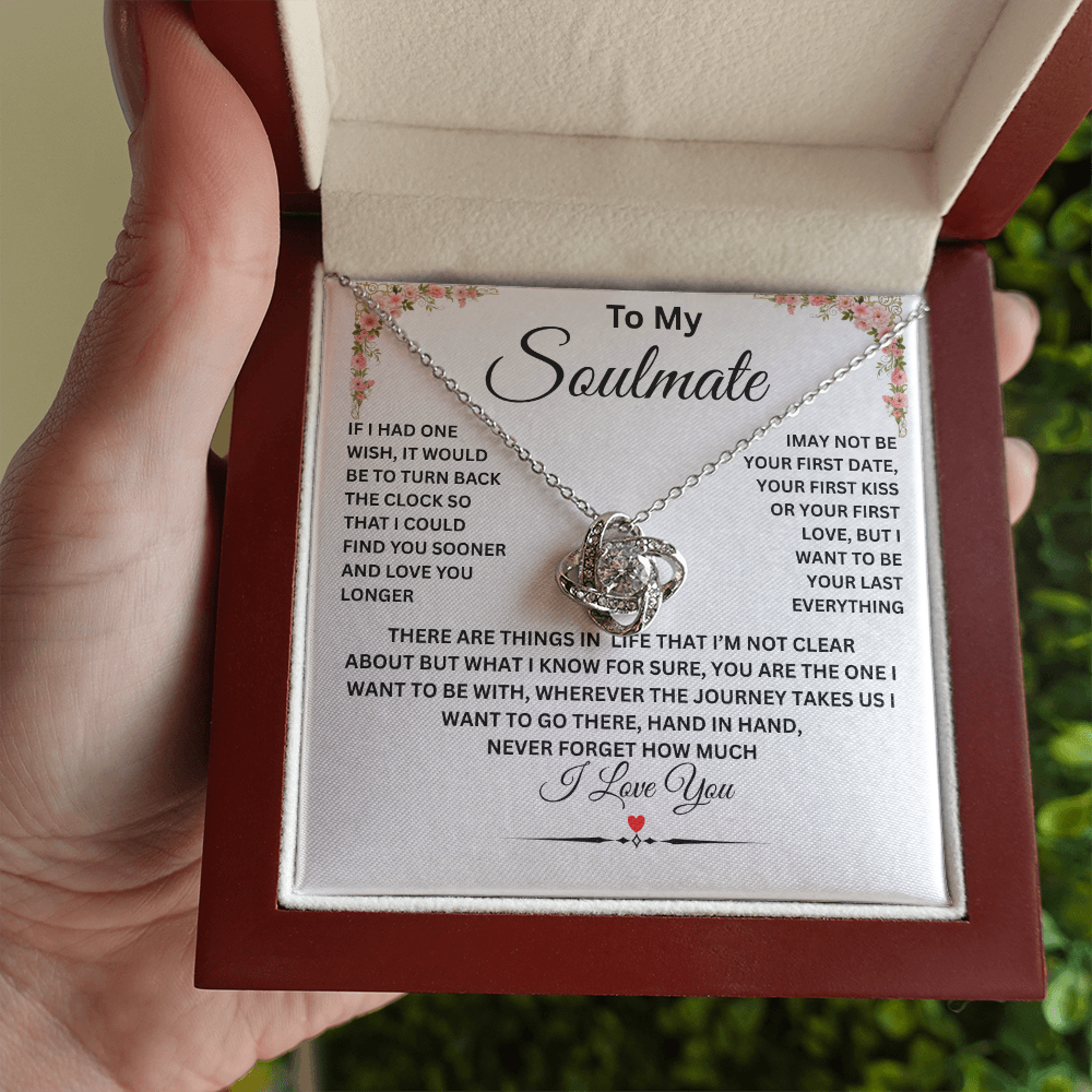 To My Soulmate, Love Knot Necklace (Yellow & White Gold Variants