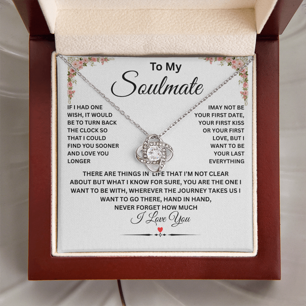 To My Soulmate, Love Knot Necklace (Yellow & White Gold Variants