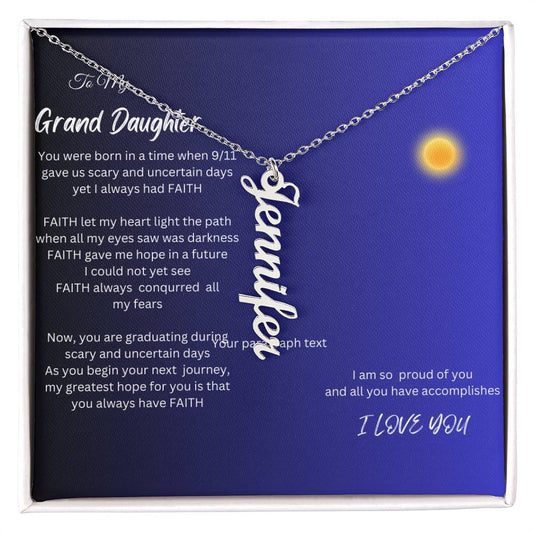 Vertical Name Necklace, Gift For Daughter ,Gift For Grand Daughter