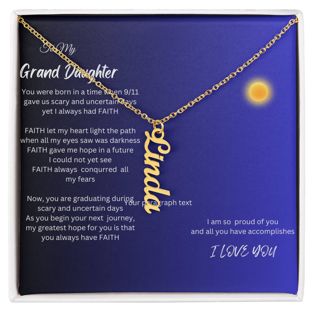 Vertical Name Necklace, Gift For Daughter ,Gift For Grand Daughter