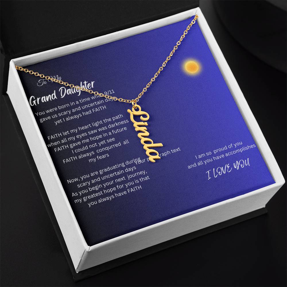 Vertical Name Necklace, Gift For Daughter ,Gift For Grand Daughter