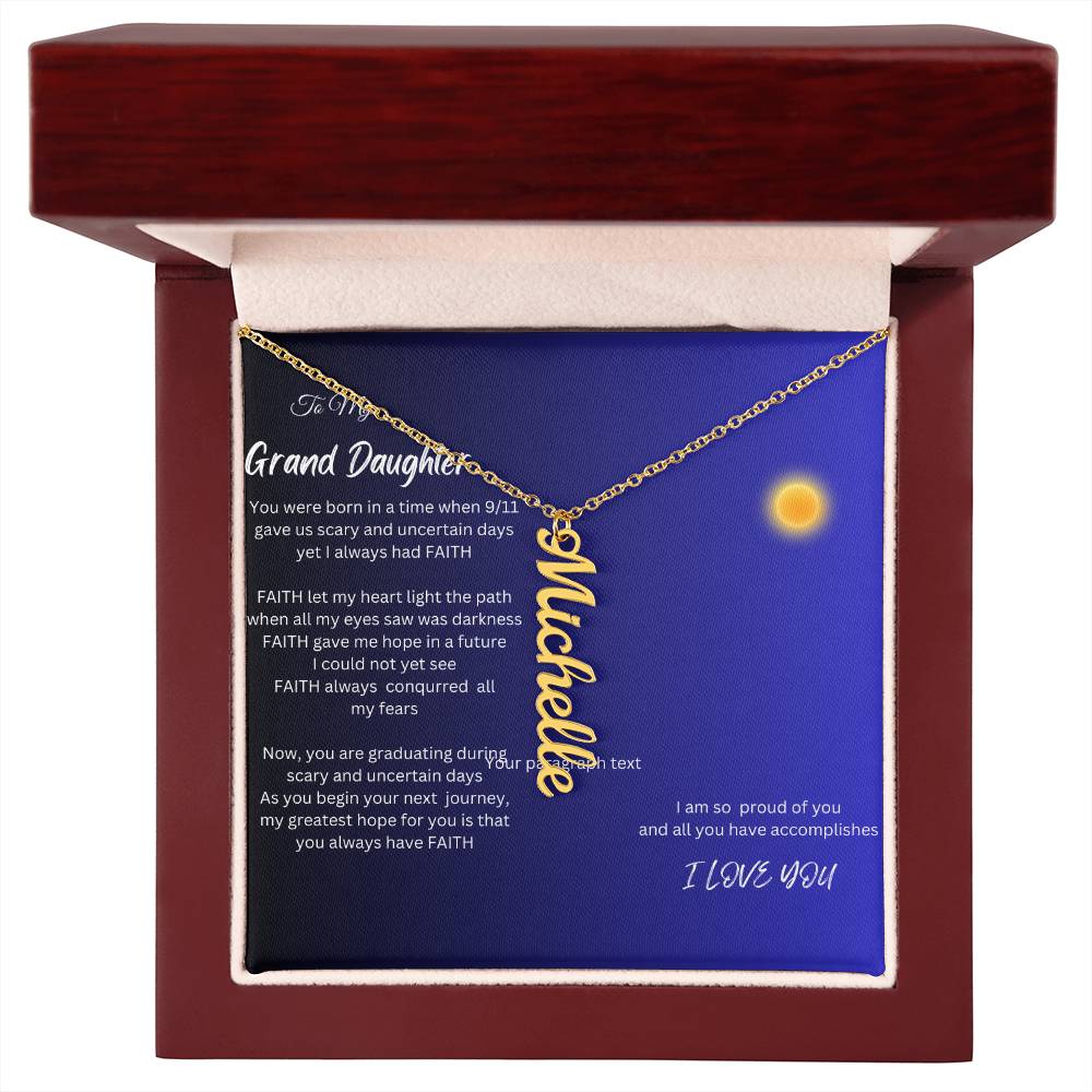 Vertical Name Necklace, Gift For Daughter ,Gift For Grand Daughter