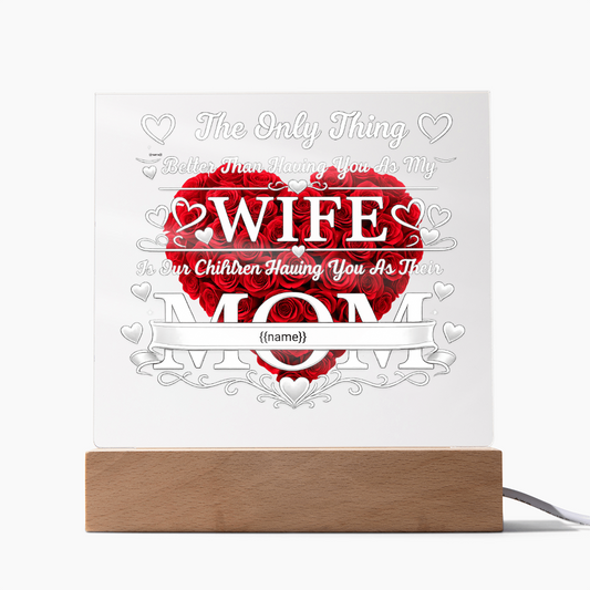 “Personalized LED Light Plaque for Mom – A Custom Gift from the Kids
