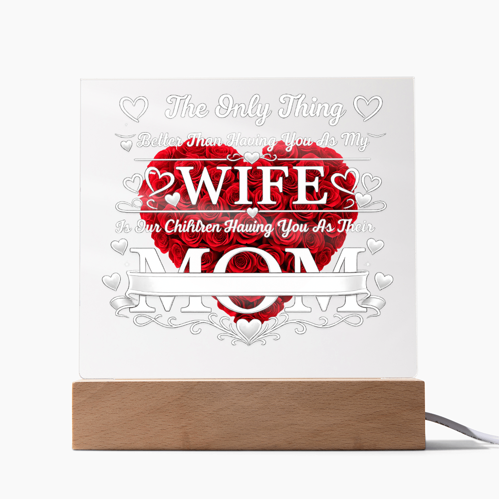 Personalized Acrylic Plaque for Mom – Custom Kids Names LED Light Gift