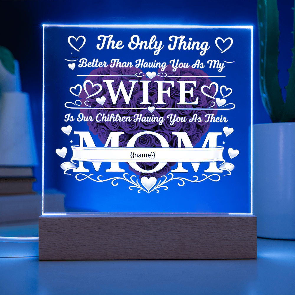 “Personalized LED Light Plaque for Mom – A Custom Gift from the Kids