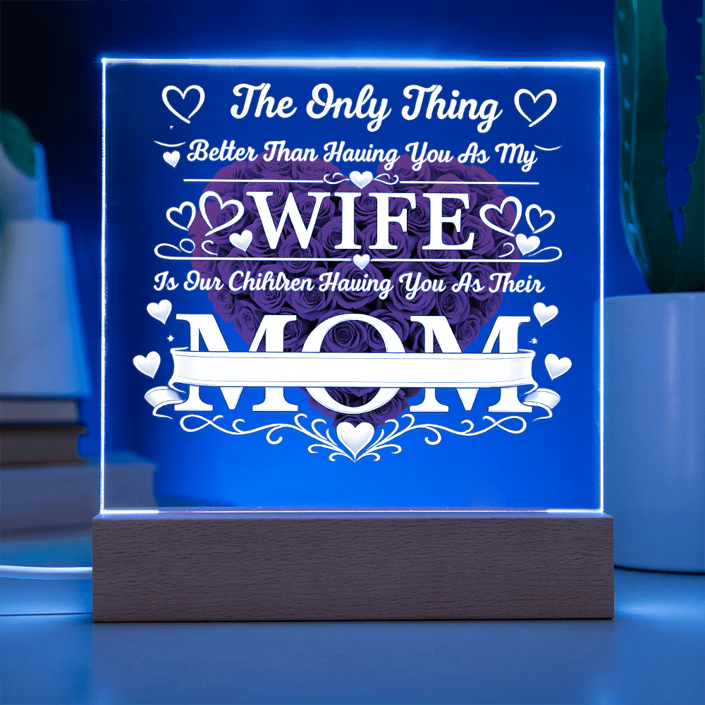 Personalized Acrylic Plaque for Mom – Custom Kids Names LED Light Gift