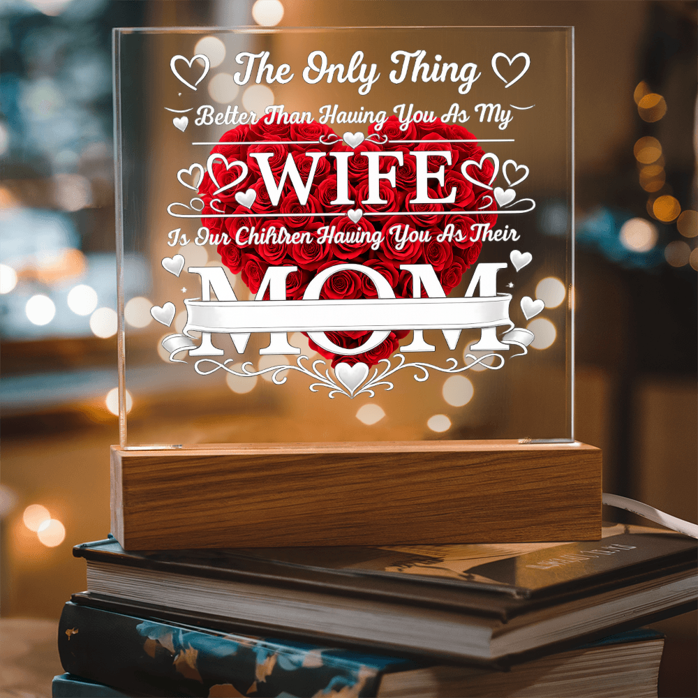 Personalized Acrylic Plaque for Mom – Custom Kids Names LED Light Gift
