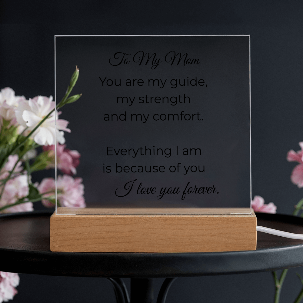 To My Mom – Engraved Crystal Plaque Gift From Son or Daughter