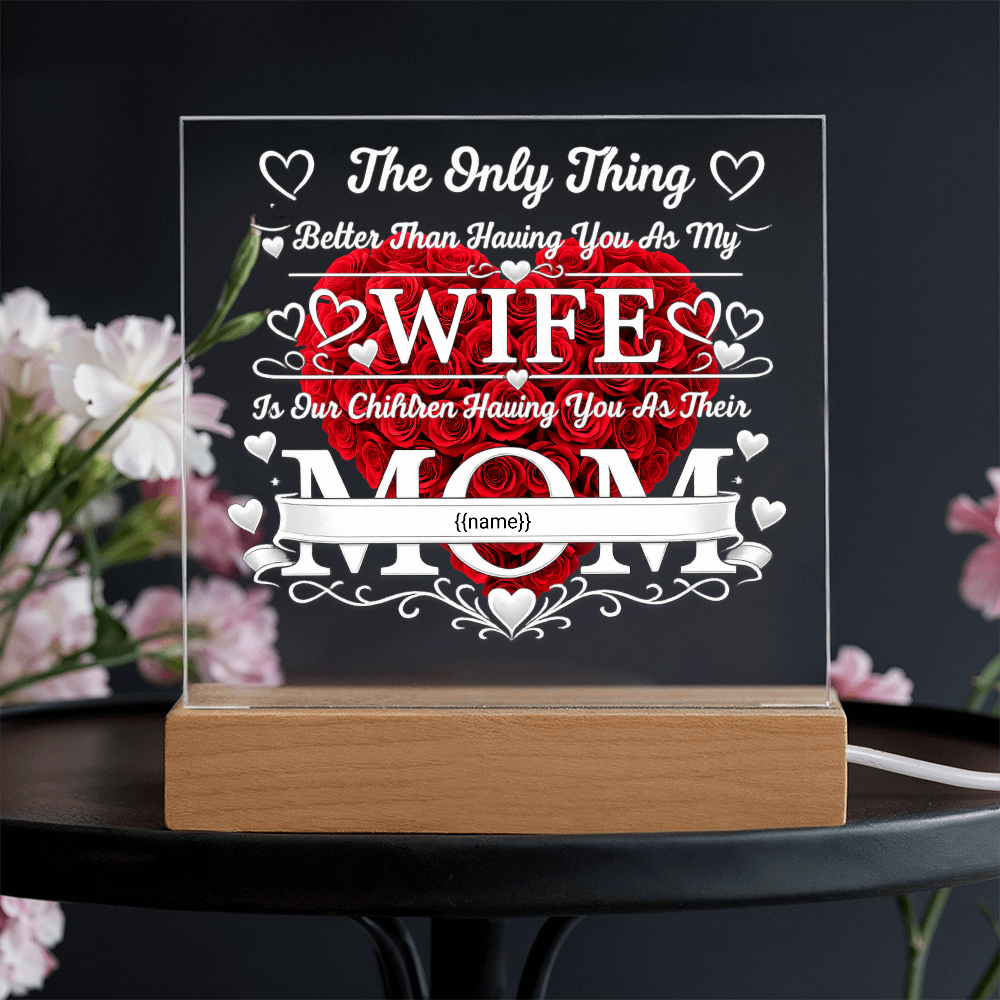 “Personalized LED Light Plaque for Mom – A Custom Gift from the Kids