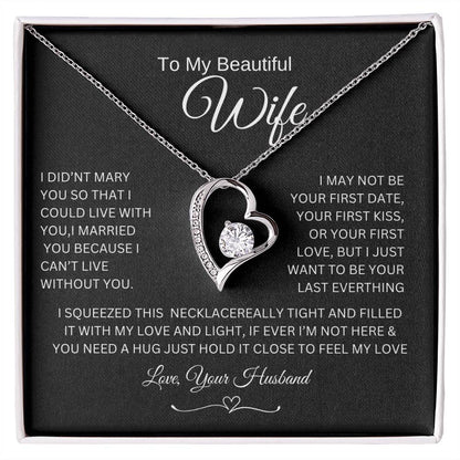 Love knot Necklace To My Beautiful Wife, Gift For Mom Mom's Birthday, Wedding Gift