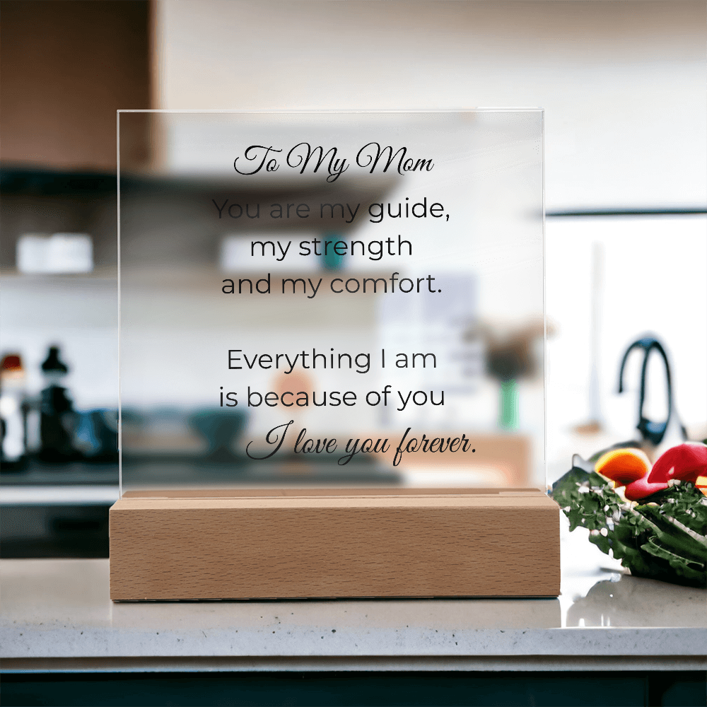 To My Mom – Engraved Crystal Plaque Gift From Son or Daughter