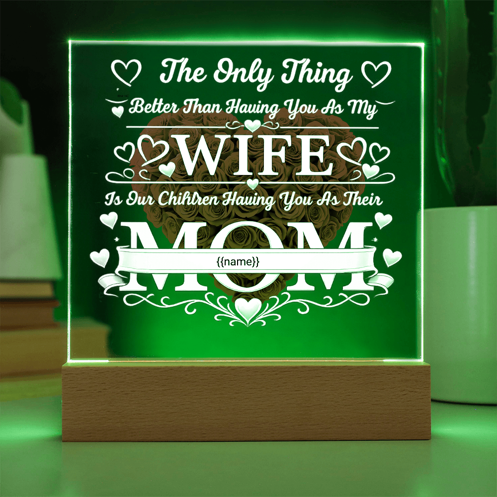 “Personalized LED Light Plaque for Mom – A Custom Gift from the Kids