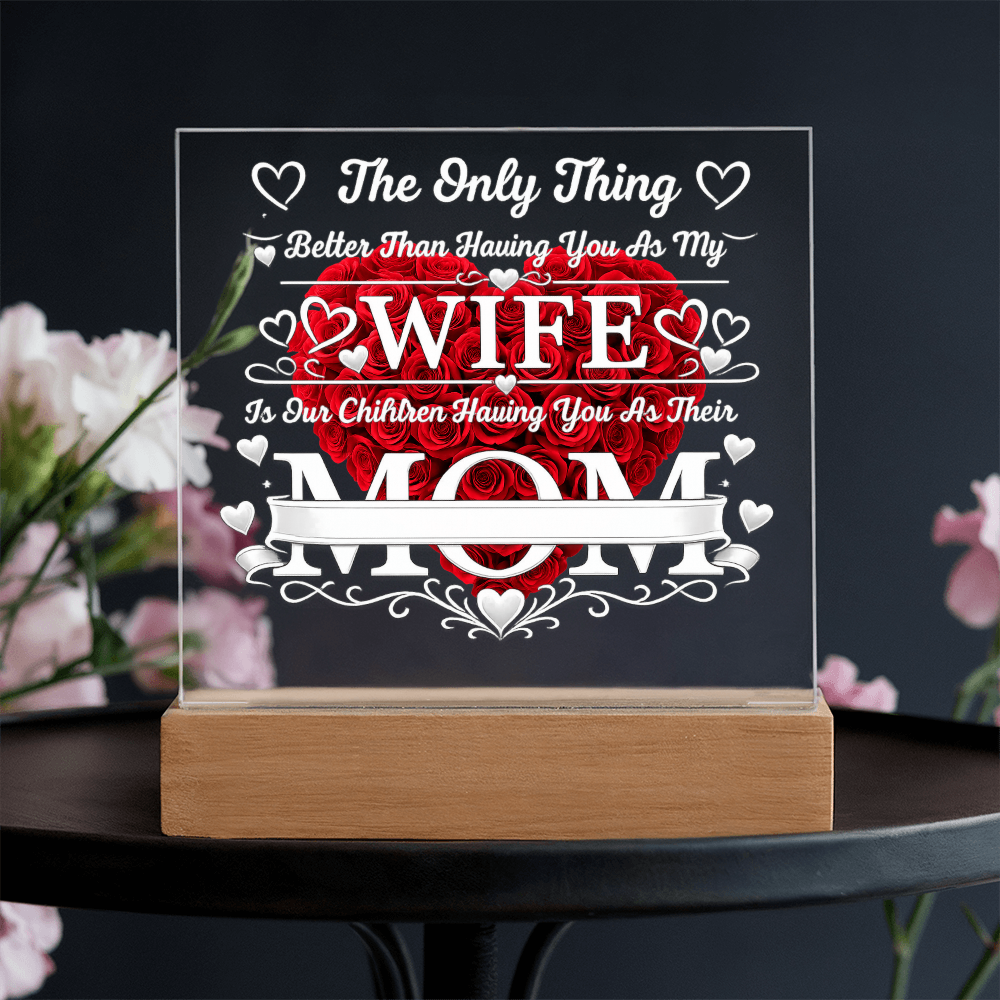 Personalized Acrylic Plaque for Mom – Custom Kids Names LED Light Gift