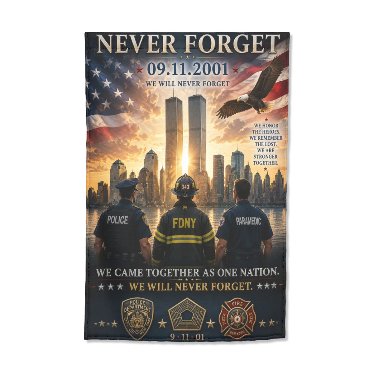 9/11 Never Forget Memorial Garden Flag | First Responders Tribute | 12" × 18"