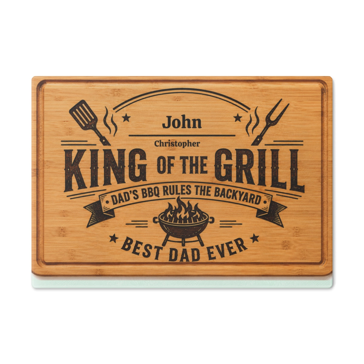 Personalized King of the Grill Cutting Board – Custom Dad Name & Child Name Father’s Day Gift