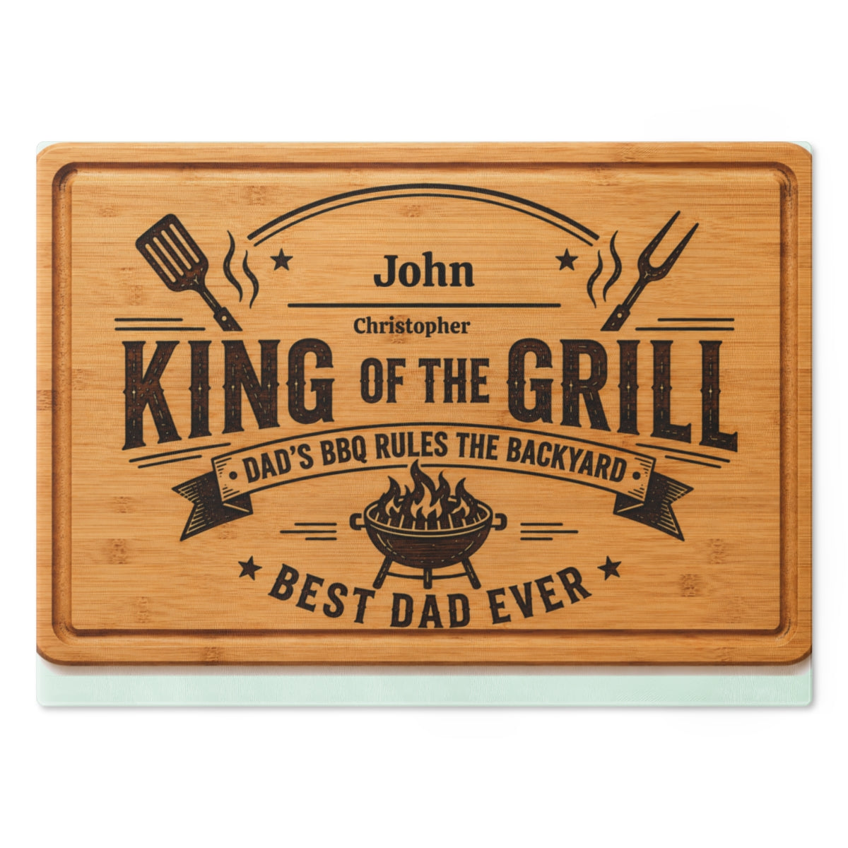 Personalized King of the Grill Cutting Board – Custom Dad Name & Child Name Father’s Day Gift