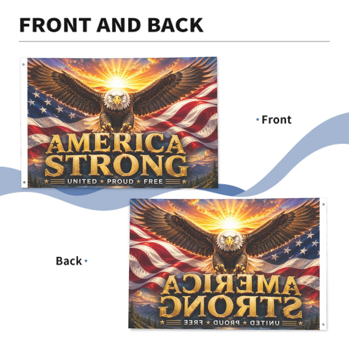 America Strong Patriotic Eagle Flag – Double-Sided Outdoor Decor